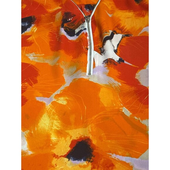 INC International Concepts Size Small Orange Zip Top Modern Art City Chic Vibran - Picture 9 of 9